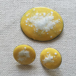 Vintage copper enamel brooch and earrings